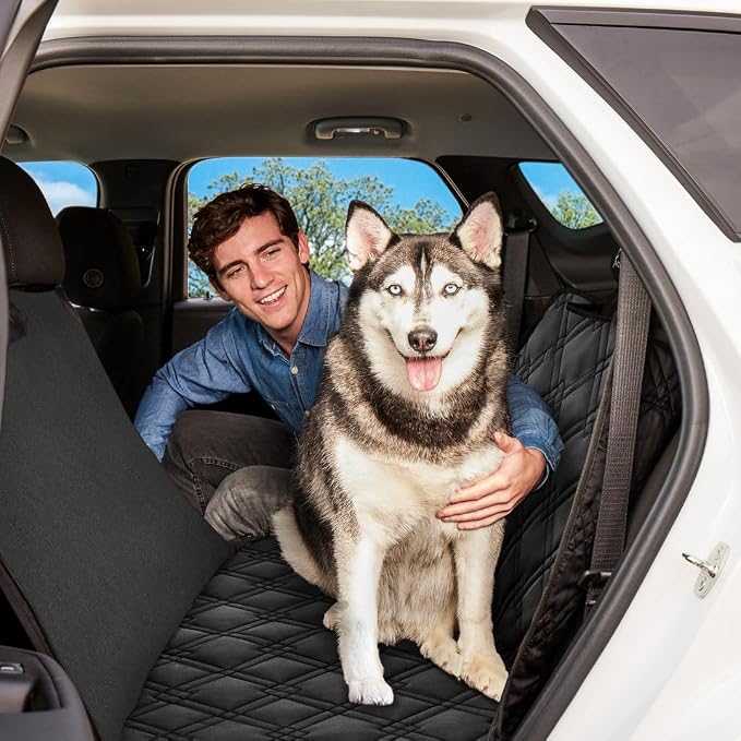 Dog Car Seat Cover, X-Large Heavy Duty Pet Seat Cover for Back Seat, Extra Padded Non-Slip Dog Hammock, Water-Resistant Back Seat Protector for Cars Trucks and SUVs (64” W x 60" L)