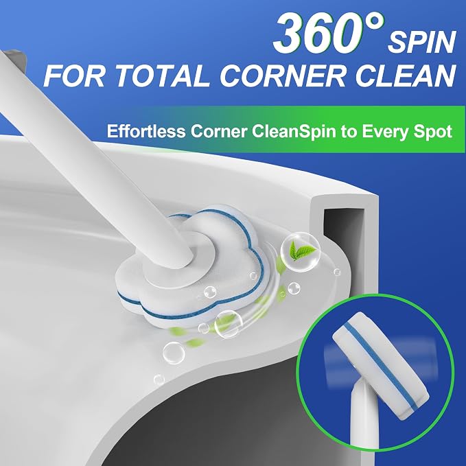 48 Pack Disposable Toilet Wand Refills for Cinola Toilet Handle, 3-Layer Toilet Brush Replacement Heads, Hygienic Disposable Toilet Bowl Cleaner Pads for Bathroom Deep Cleaning