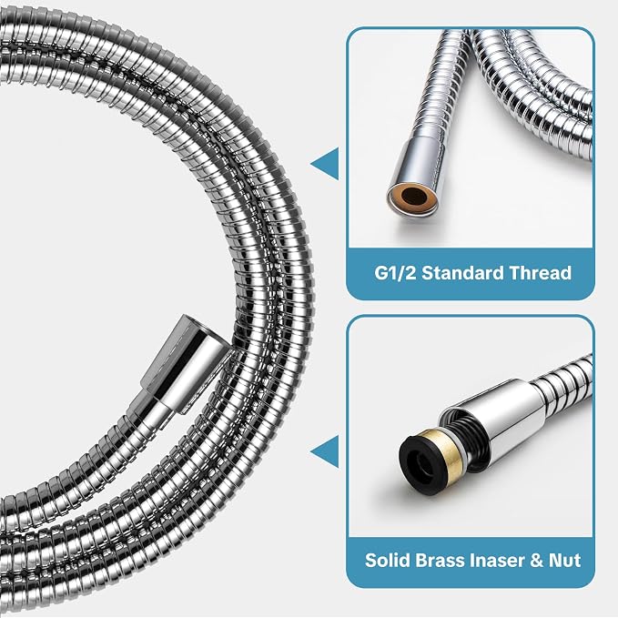 OFFO Shower Slide Bar Combo, 33 in Segmental Slide Bar with 6-Mode High Pressure Handheld Shower Head and 60 in Stainless Steel Hose, Chrome