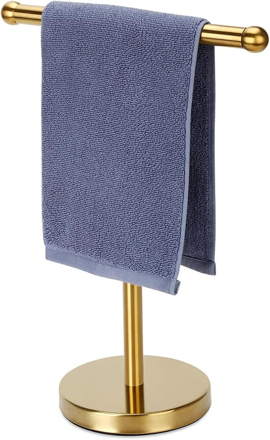 Hand Towel Holder Gold, Hand Towel Rack Stand with Heavy Weighted Base, Countertop Hand Towel Holder Stand for Bathroom，SUS304 Stainless Steel (Gold)