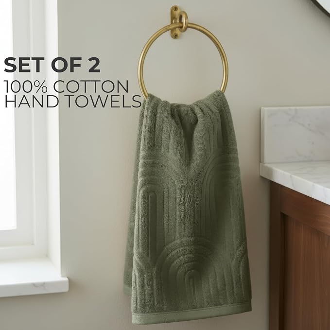 Decorative Hand Towels Set of 2 - Soft Boho Cotton for Bathroom or Kitchen | Absorbent, Lightweight and Quick Drying - Perfect to Elevate Any Bath Decoration at Home