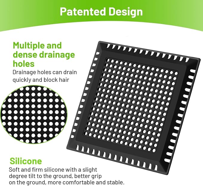 Aluvor Drain Hair Catcher,Shower Drain Cover Hair Catcher Shower Strainer | Square Shower Hair Drain Catcher for Bathroom Floor to Keep Away from Clogged Drain (Matte Black, 4 inch)