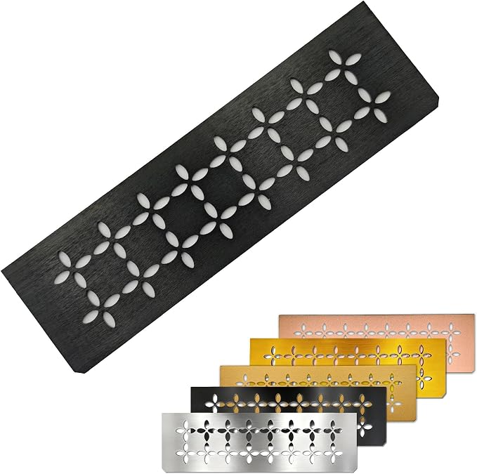12 Inch Aluminum Brushed Black Shower Niche Shelf Rectangular Bathroom Niche Shelf with Floral Design Fits Prefabricated Tile Niches 1 Pack