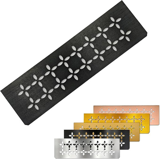 12 Inch Aluminum Brushed Black Shower Niche Shelf Rectangular Bathroom Niche Shelf with Floral Design Fits Prefabricated Tile Niches 1 Pack