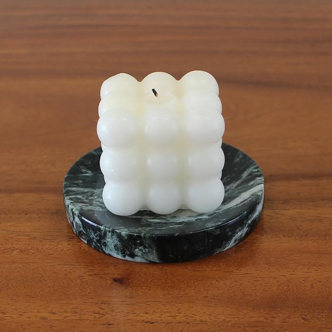Natural Verde Alpi Green Marble Soap Dish, Round Small Jewelry Dish, Sponge Holder for Bathroom, Kitchen