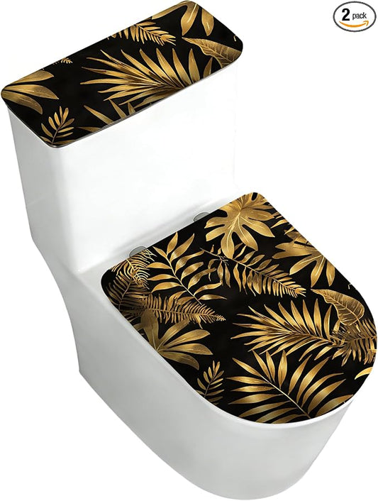 2 pack Toilet Lid Cover & Tank Lid Cover,Fits Standard & Elongated Toilet | Soft Stretchable Fabric,Machine Washable,Decorative Bathroom Protective Covers