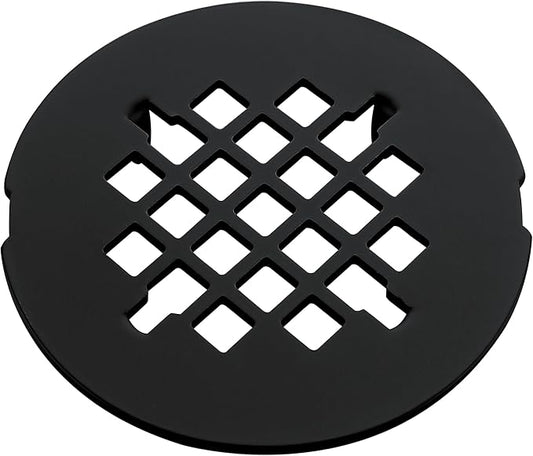 4-1/4 inches Snap-On Round Shower Drain Cover, Stainless Steel (Matte Black)