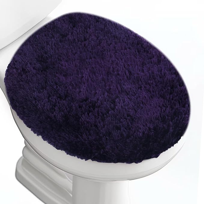 Soft Microfiber Toilet Seat Cover 17.5" x 15" Machine Washable | Solid Toilet Lid Cover Adjustable Rubber Backing Fits Most 16 -17.5" L x 14-16" W Round Oblong and Elongated Toilet Seat