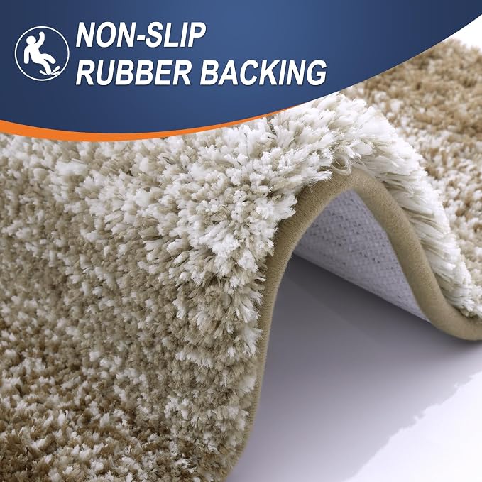 OLANLY Large Bathroom Rugs 50x30, Extra Soft Absorbent Microfiber Bath Rugs | Coffee, Non-Slip Quick-Drying Rubber Backing, Washable Plush Bath Mat for Floor, Tub and Shower, Home Decor Accessories