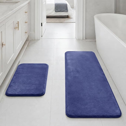 Bathroom Rugs Sets 2 Piece, Non-Slip & Quick Dry Bath Mat Set, Ultra Soft Velvet Bath Rugs for Bathroom, Toilet and Shower Floor, Royal Blue
