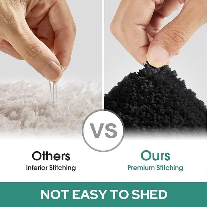 HOMEIDEAS Bathroom Rugs Sets 2 Piece, Super Soft and Absorbent Non Slip Microfiber U-Shaped Toilet Bath Mat Set (20"x32"+U20 x24, Black) | Super Soft and Absorbent Non Slip Microfiber Bath Rug，Machine Washable, for Bathroom, 20"x32"+U Shape 20"x24"