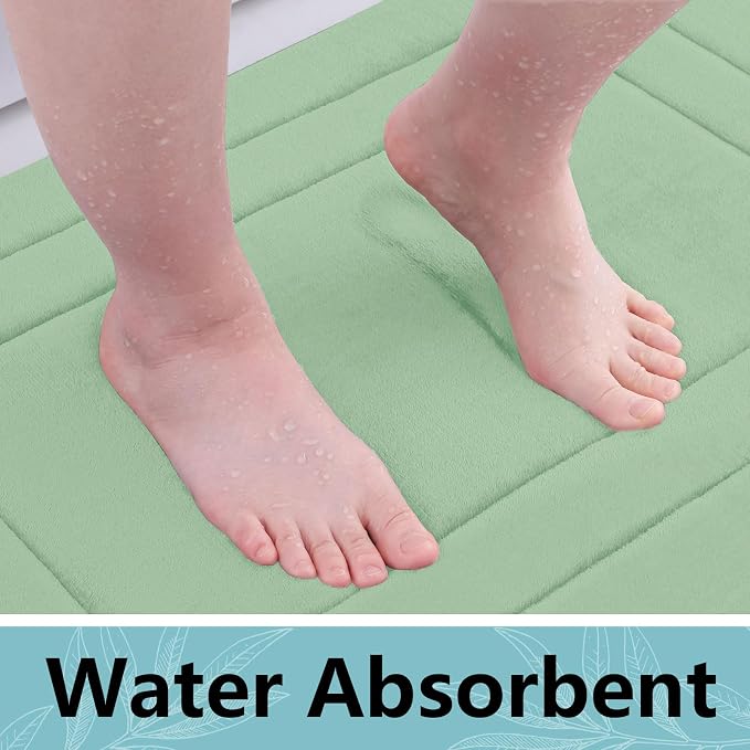 Arotive Memory Foam Bathroom Rug Mat 47x17, Ultra Soft and Absorbent Bath Mat, Machine Wash Dry, Comfortable Bath Rug Carpet for Bathroom Floor, Tub and Shower, Sage Green