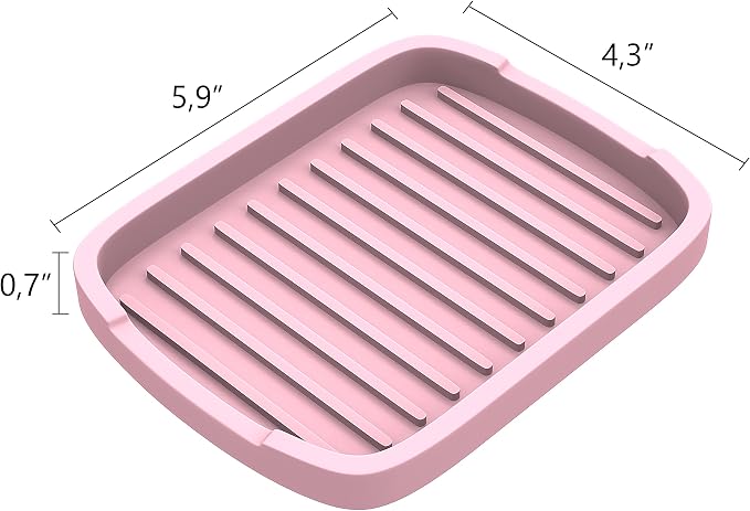 ZAPPOWARE Silicone Sponge Holder Soap Tray, Pink, Set 2pcs | 5.9" X 4.33"