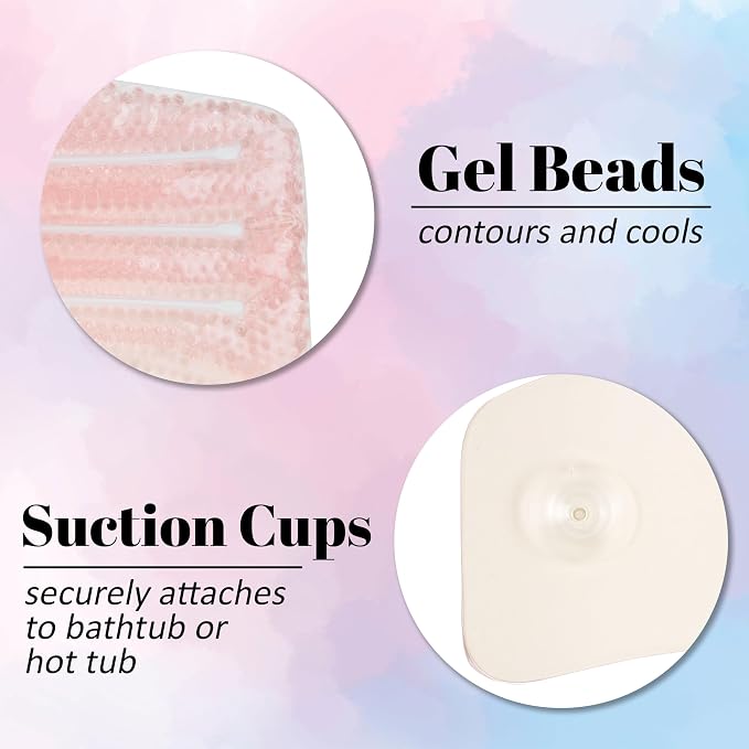 Glitter Gel Spa Pillow - Cooling Bathtub & Hot Tub Relaxation Cushion | Neck & Head Support Bath Pillow. Luxury Bath Products & Spa Accessories for Women - Ultimate Comfort