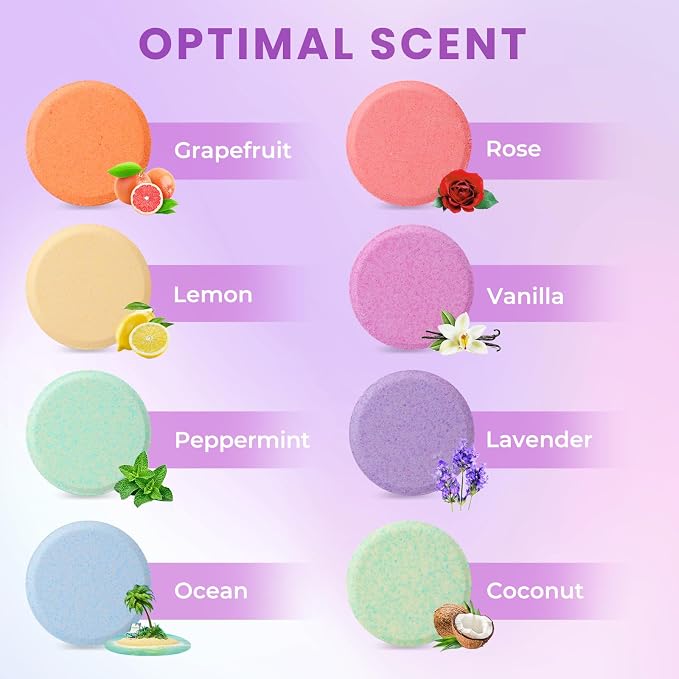 CalmNFiz Shower Steamers Self Care Gifts 2 * 8 Pack, Green & Purple | Birthday Gifts for Women, Mom, Wife, Friend, Teacher, Shower Bombs Essential Oil Tablets 8 Fragrances, Self-Care Relaxation