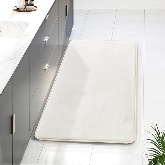 Clara Clark Bathroom Rugs, Velvet Memory Foam Bath Mat, Non-Slip Bath Rugs, Machine Wash, Dries Quickly, Ultra Soft Plush Bath Mats for Bathroom, 24 x 36, Off White