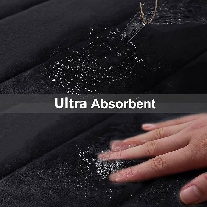 Buganda Memory Foam Bath Mat 47 x 20, Ultra Soft Absorbent Bathroom Rugs | Black, Machine Washable Quick Dry Bath Mats for Bathroom Floor, Shower and Tub, Home Decor Accessories