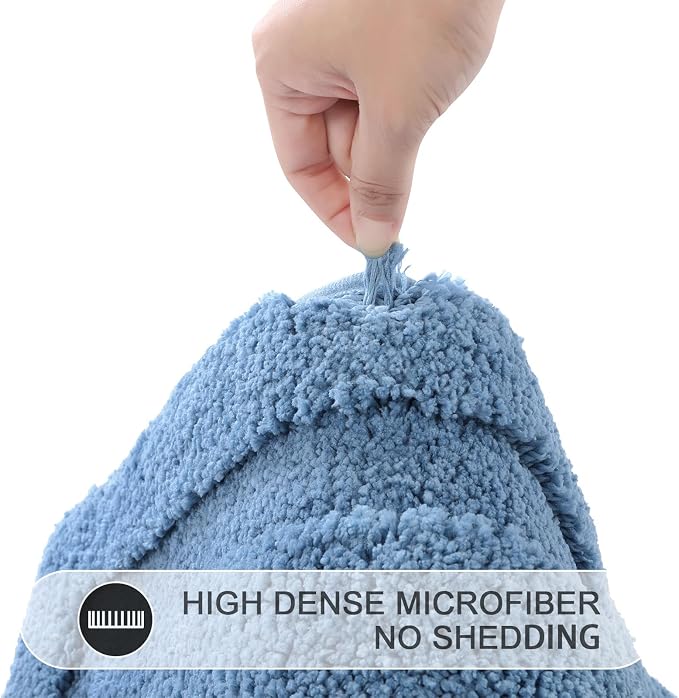 SHACOS Microfiber Small Bathroom Rugs Set of 3 Piece with Toilet Lid Cover | Non Slip Super Soft Absorbent 16"x24" Bath Mat U Shape Contour Mat Bathroom Carpet Machine Washable(Blue)
