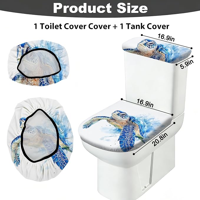 2 pack Toilet Lid Cover & Tank Lid Cover,Fits Standard & Elongated Toilet | Soft Stretchable Fabric,Machine Washable,Decorative Bathroom Protective Covers