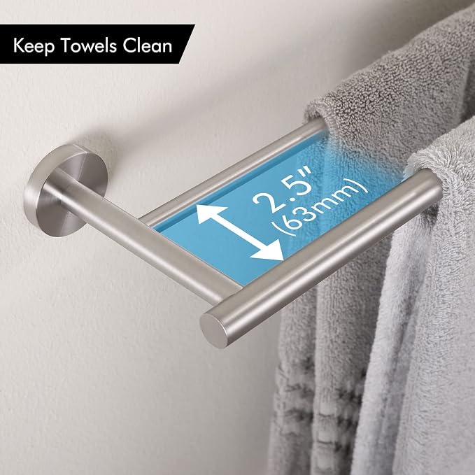 KES Double Towel Bar 33 Inch, Towel Racks for Bathroom Towel Holder SUS304 Stainless Steel Rustproof Wall Mounted Brushed Finish, A2001S86-2