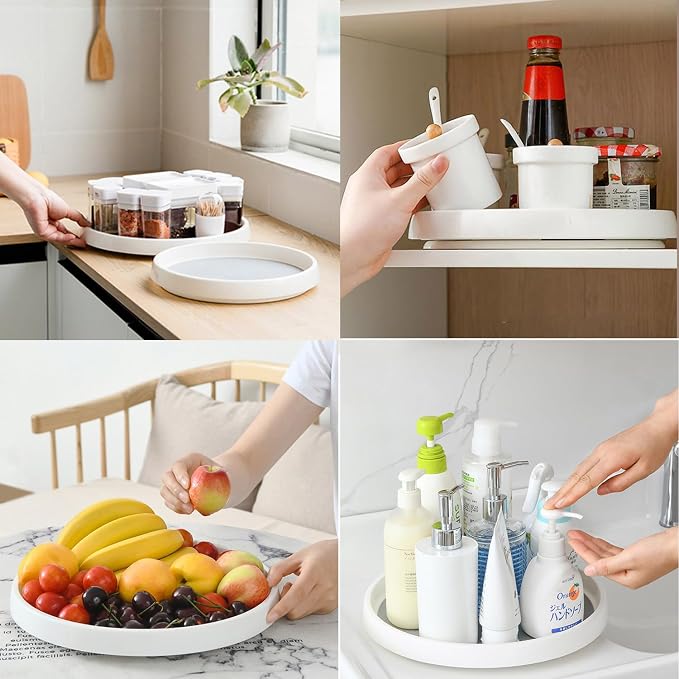 P PRETIRENO Lazy Susan Turntable Organizer, 10 Inch 360° Rotating Tray for Kitchen Cabinet, Pantry, Countertop, Fridge - Non-Skid Spice Rack Storage for Bathroom, Vanity, Makeup