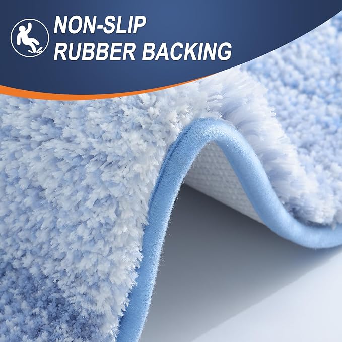 OLANLY Bathroom Runner Rug 70x20, Extra Soft Absorbent Microfiber Bath Rugs | Light Blue, Non-Slip Quick-Drying Rubber Backing, Washable Long Bath Mat for Floor, Tub and Shower, Home Decor