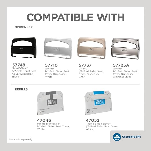 Safe-T-Gard 1/2 Fold Toilet Seat Cover Dispenser by GP PRO (Georgia-Pacific), White, 57710, 16.375" W x 2.500" D x 11.750" H