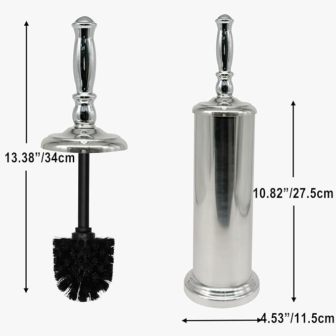 Metal Toilet Bowl Brush with Holder Premium Bathroom Cleaning Set Rustproof Hygienic Durable Elegant Finish