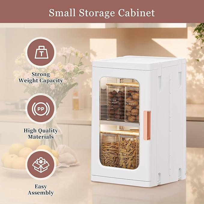 CXCJAI Mini Storage Cabinet with Doors and Shelves Countertop Cabinet Bathroom Storage Kitchen Cabinet with Adjustable Shelf Cabinet Organizer Toilet Paper Linen Closet 1 Layer(White)