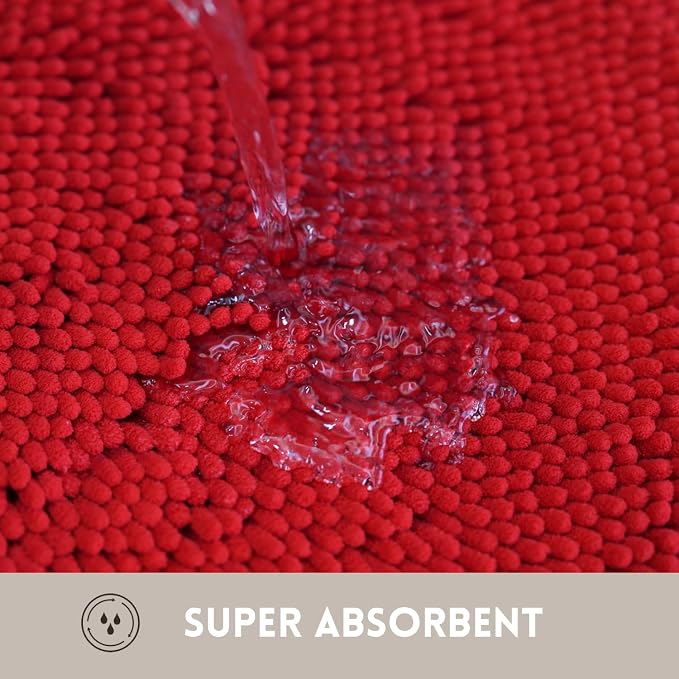 Red Bathroom Rugs Sets 2 Piece Non Slip,Bath Rugs with PVC Backing Bath Carpet,Bathroom Rug Washable,Absorbent,Plush Carpet Mats,Bath Mats for Bedroom, Kitchen,Tub,Home Decor