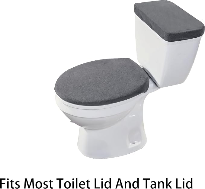 Madeals Memory Foam Bathroom Toilet Rug Set 4 Piece with Toilet Lid Cover and Tank Covers Carbon Gray
