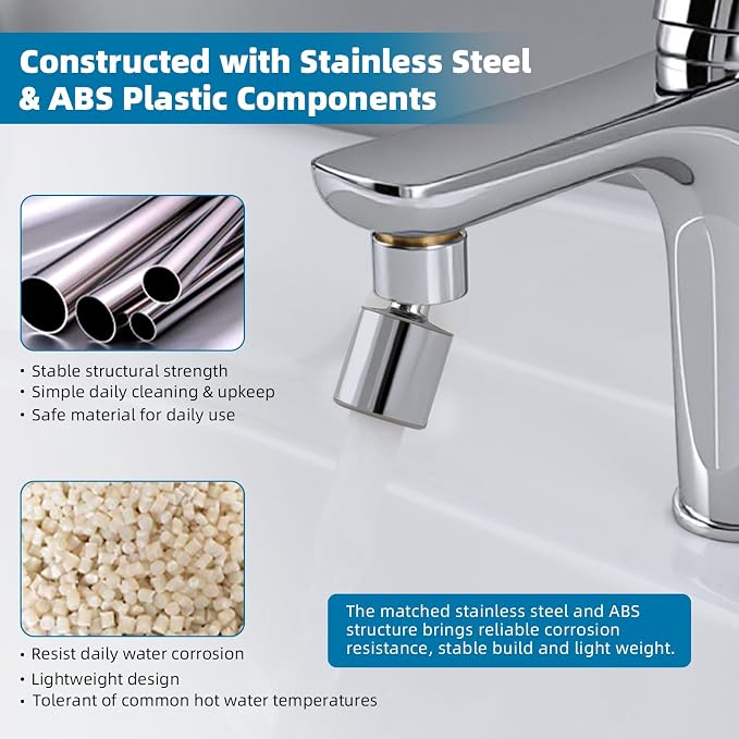 Hibbent NSF/ANSI/CAN 61 Certified Faucet Aerator, CUPC Certification 360° Twist Kitchen Sink Aerator, Dual-function Sink Sprayer Attachment, Faucet Replacement Part 55/64'' Female Thread, Chrome