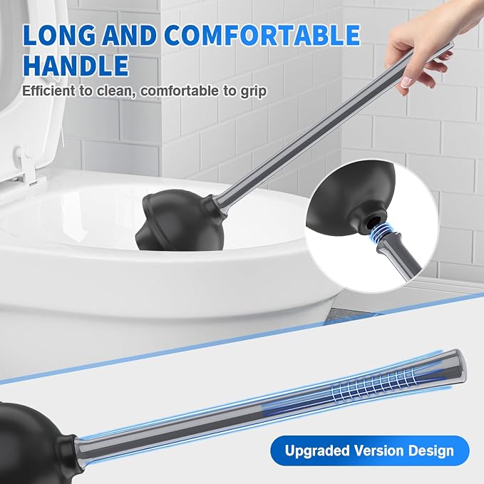 LOVLOY Toilet Plunger and Brush, Bowl Brush and Heavy Duty Toilet Plunger Set with Ventilated Holder, 2-in-1 Toilet Brush and Plunger Combo for 5.3-inch Toilet Drain Bathroom Cleaning (White)
