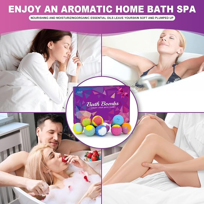 Bath Bombs for Women Gift Set 12 Pack Natural Relaxing Bath Bombs for Her，Aromatherapy Bubble Bath & Fizzy, Halloween Boo Basket Birthday Gifts for women Mom Gifts idea For wife/Teens, girlfriend,Kids