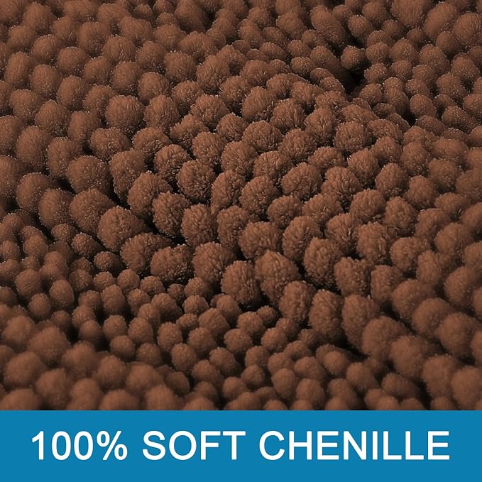 H.VERSAILTEX 2 Piece Bathroom Set Extra Thick Chenille Striped Pattern Bath Rugs for Bathroom Non Slip Soft Plush Shaggy Bath Mats for Floor(Caramel, 32 x 20 Plus 24 x 17 - Inches)