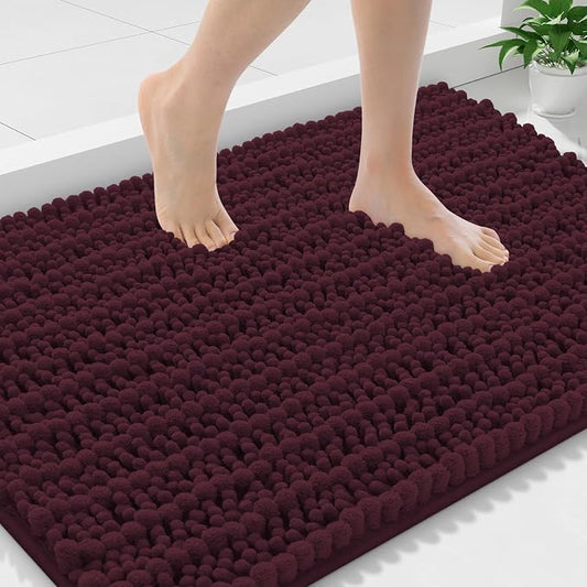 Smiry Bathroom Rugs 36X24, Extra Soft Rubber Backing Chenille Bath Mats | Black Cherry Machine Washable Non Slip Quick Dry Bath Mats for Bathroom Floor, Tub, Shower, Home Decor Accessories