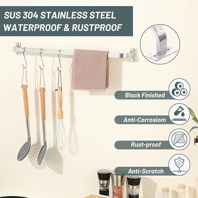 Mooche Bathroom Towel Bar, 24 inch Towel Racks for Bathroom Wall Mounted, SUS304 Stainless Steel Heavy Duty Towel Holder Bathroom Accessories Modern Home Decor, Brushed Finished