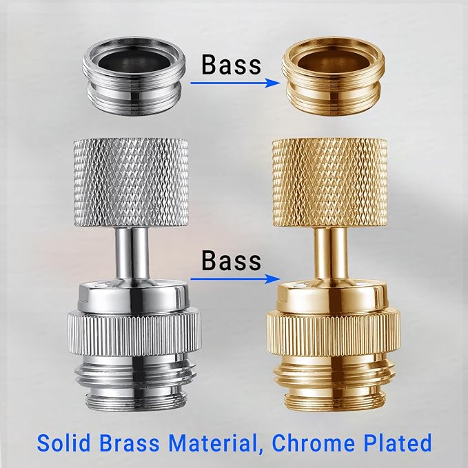 360° Swivel Garden Hose Adapter, Faucet to Hose Adapter with Aerator, Male to Female Sink Adapter for Bathroom, Kitchen, Garden - Multi Thread (Chrome)