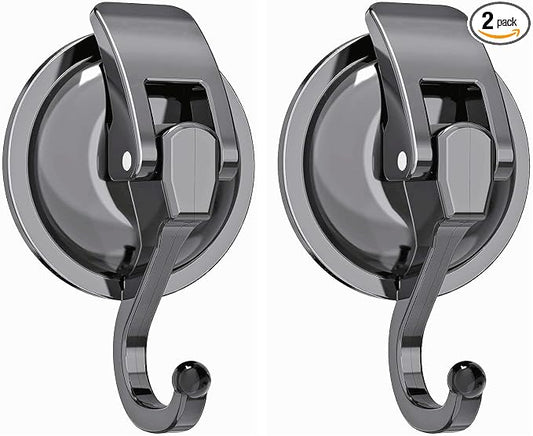 11 LBS Heavy Duty Suction Cup Hooks No Drill Wreath Hanger for Glass Door Bathroom Tile 2 Pack Gunmetal Grey