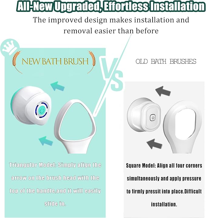 Electric Body Brush for Shower Rechargeable IP67 Waterproof Back Scrubber with 5 Heads 3 Modes Long Handle Spin Brush for Exfoliating Deep Cleaning Back Face Foot