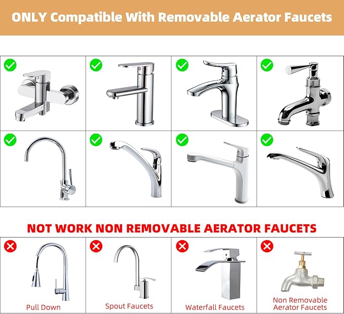 Hibbent NSF/ANSI/CAN 61 Certified Faucet Aerator, CUPC Certification 360 Degree Swivel Kitchen 2-Flow Sprayer Splash-Proof Water Saving Faucet Extender- 55/64 Inch-27UNS Female Thread, Brushed Nickel