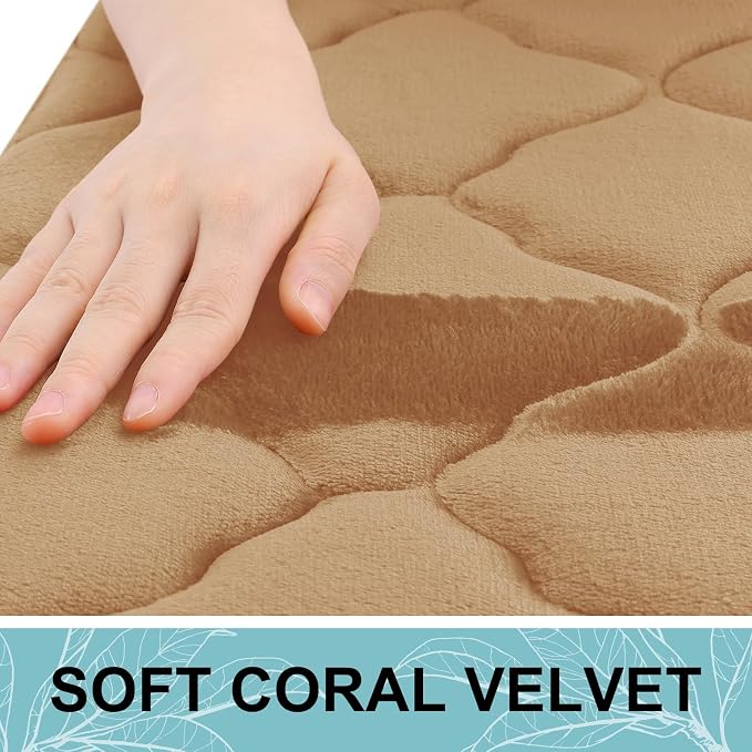 OLANLY Memory Foam Bath Mat Rug 44x24, Ultra Soft Bathroom Rugs, Dark Beige | Thick Absorbent Carpet, Non-Slip Backing, Machine Washable, for Bathroom Floor, Tub, Shower and Home Decor Accessories