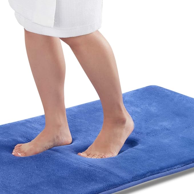 Memory Foam Bath Mat Non Slip Absorbent Super Cozy Velvet Bathroom Rug Carpet (24 inches X 48 inches, Royal Blue)