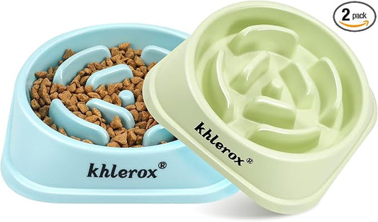 2 Pack Slow Feeder Dog Bowls for Large Dogs | Non-Slip Base, Anti-Choking Design, Reduces Bloating & Overeating, Easy to Clean, 4 Cups