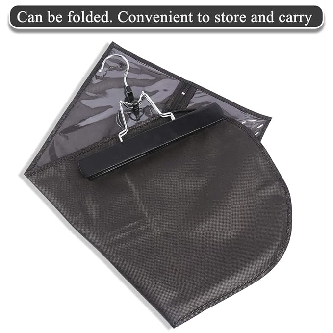 10 Pack Hair Extension Storage Bag Hair Extension Hanger Strong Holder Dust-proof Portable Suit with Transparent Zip Up Closure- Lightweight, Waterproof and Portable (Black)