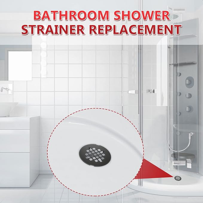 Enhon 4.25" OD Shower Drain Assembly, Snap in Shower Base Drain and Round Grid Strainer Cover, Fits 2 in. Schedule 40 ABS and PVC Pipes, Stainless Steel Cap, ABS Base(Matte Black,1 Pack)