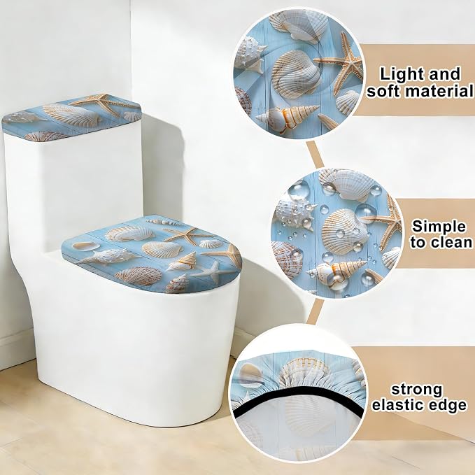 2 pack Toilet Lid Cover & Tank Lid Cover,Fits Standard & Elongated Toilet | Soft Stretchable Fabric,Machine Washable,Decorative Bathroom Protective Covers