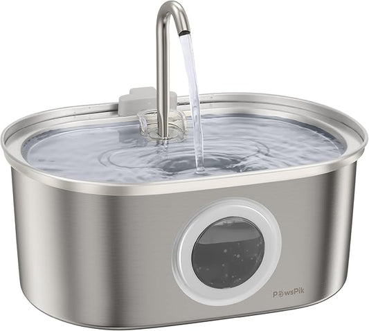 PawsPik SS-01 Stainless Steel Faucet-Design Cat Fountain 108.2 oz