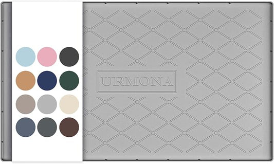 URMONA 37" x 22" Waterproof Silicone Mat in Multiple Sizes & Colors, Under Sink Mat for Kitchen & Bathroom, Pet Food Pad for Dogs & Cats, Kitchen Cabinet Liner, Multi-Purpose for Storage(Light Grey)