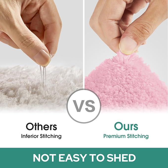 HOMEIDEAS Bathroom Rugs Sets 2 Piece, Super Soft and Absorbent Non Slip Microfiber U-Shaped Toilet Bath Mat Set (20"x32"+U20 x24, Light Pink) | Super Soft and Absorbent Non Slip Microfiber Bath Rug，Machine Washable, for Bathroom, 20"x32"+U Shape 20"x24"